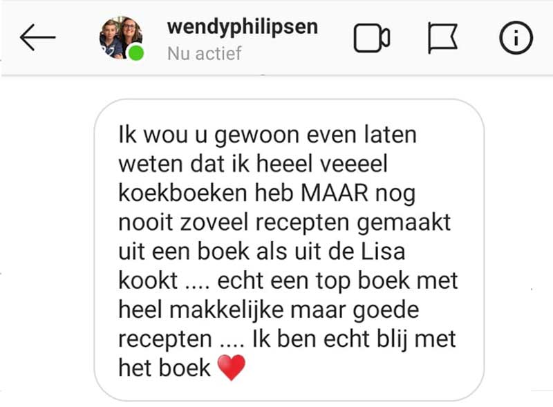 Reactie Lisa kookt koolhydraatarm